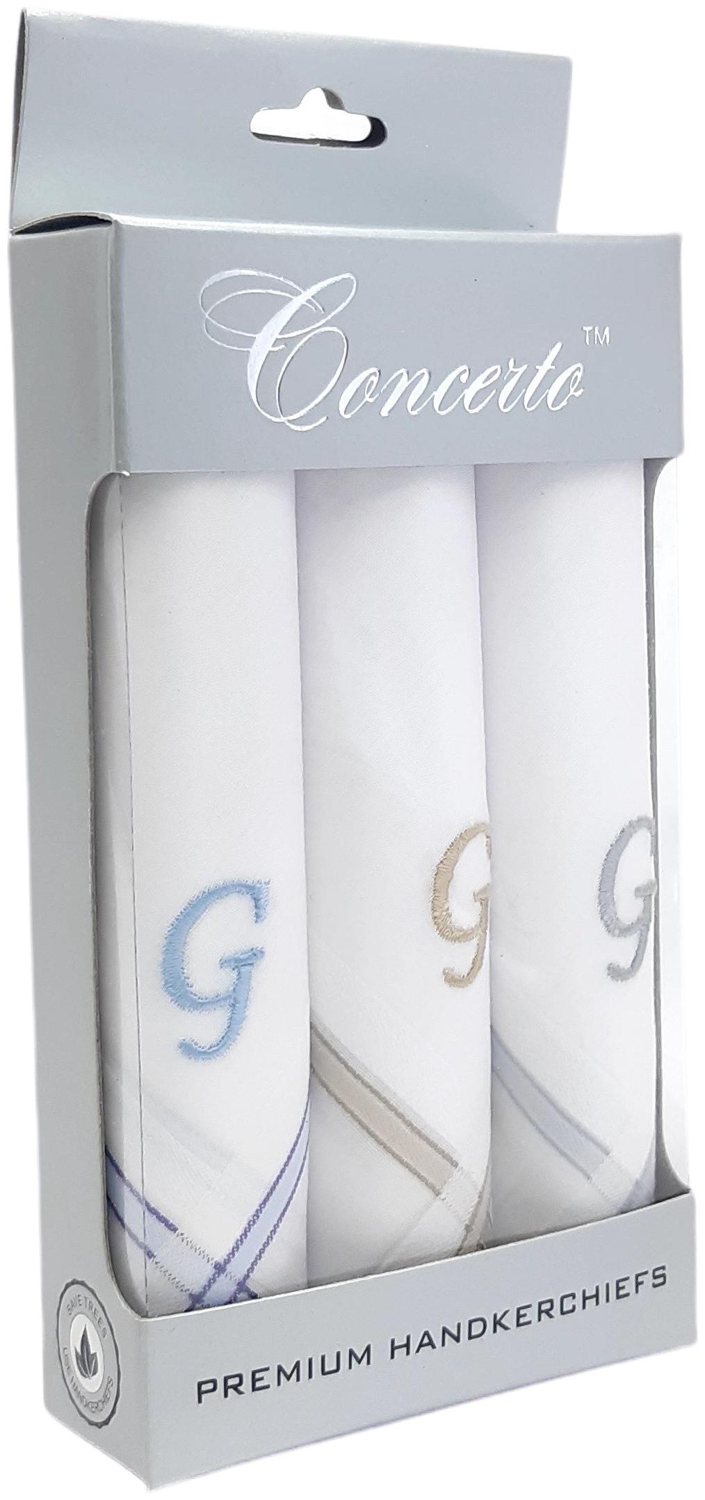 Concerto White Cotton Handkerchiefs ( Pack of 3 )