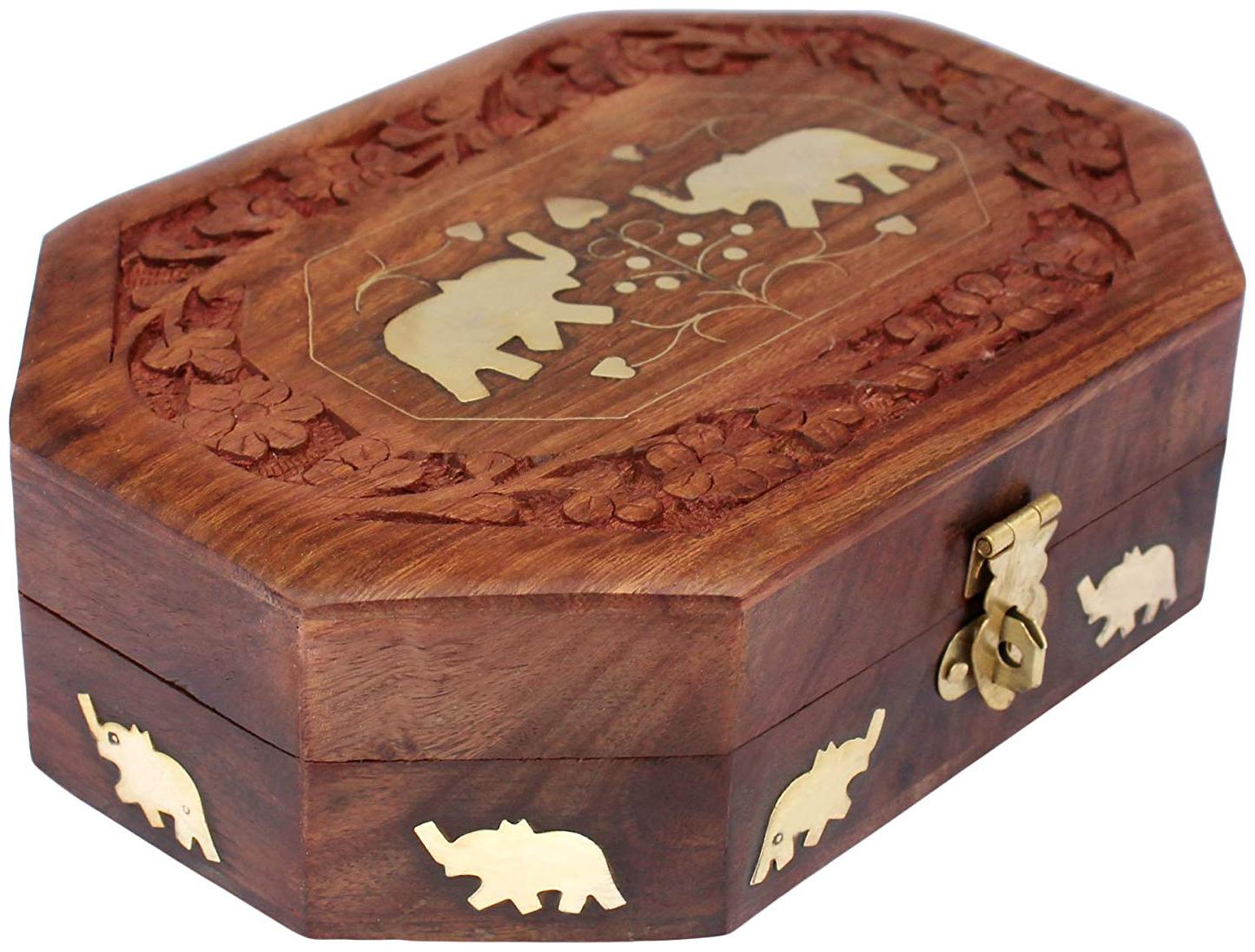 CraftShoppee Handmade Wooden Jewellery Box for Women Jewel Organizer Elephant D cor 7 x 5 inch
CraftShoppee Handmade Wooden Jewellery Box for Women Jewel Organizer Elephant D cor 7 x 5 inch