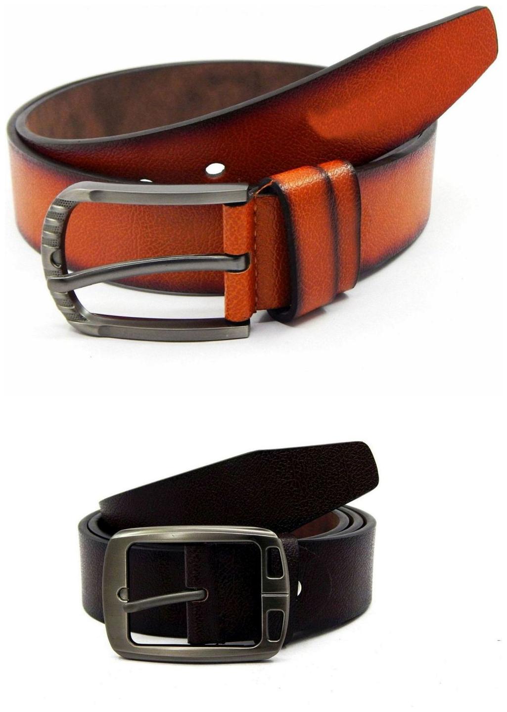 Els Tan Brown Synthetic Leather Belts For Men