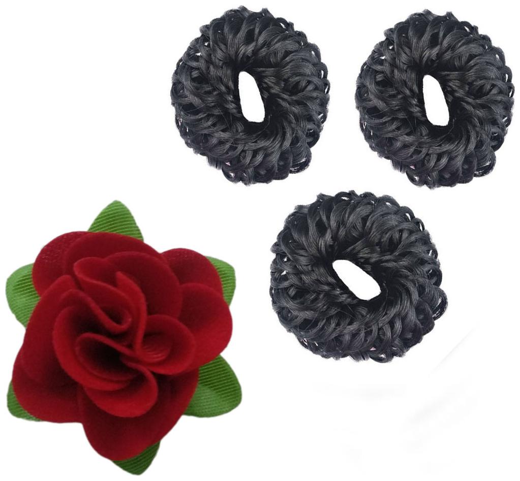 GadinFashion Set of 03 Fancy Rubber Juda (Brown) with Fabric Red Rose Flower Hair Clip for Women and Girls
GadinFashion Set of 03 Fancy Rubber Juda (Brown) with Fabric Red Rose Flower Hair Clip for Women and Girls