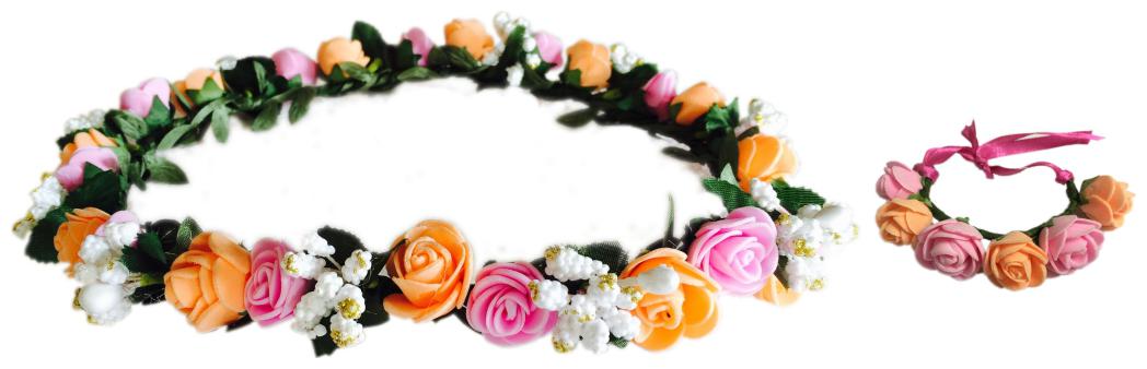 Loops n knots Orange Pink Floral Tiara Crown With Wrist Band Puff Wrap For Girls Women-Combo Pack
Loops n knots Orange Pink Floral Tiara Crown With Wrist Band Puff Wrap For Girls Women-Combo Pack