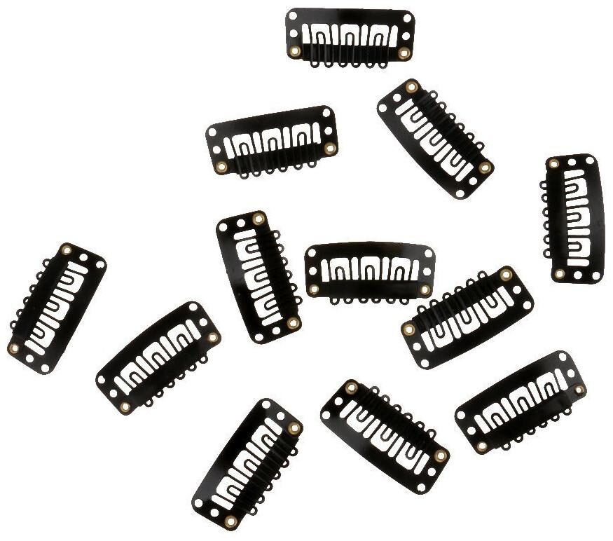 Maahal 12pcs U Shape Metailic Snap Clips ins for Hair Extension Hairpcs DIY Snap-Comb Wig Clips with Rubber 32mm (Black)
Maahal 12pcs U Shape Metailic Snap Clips ins for Hair Extension Hairpcs DIY Snap-Comb Wig Clips with Rubber 32mm (Black)