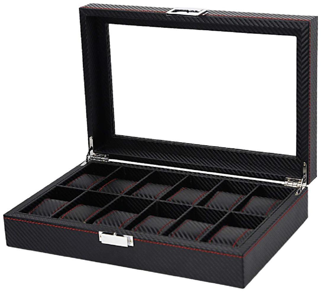 Medetai 12 Grids Carbon Fibre Pattern Watch Box Watch Holder Storage Box Jewelry Display Rectangle Black Color Case
Medetai 12 Grids Carbon Fibre Pattern Watch Box Watch Holder Storage Box Jewelry Display Rectangle Black Color Case