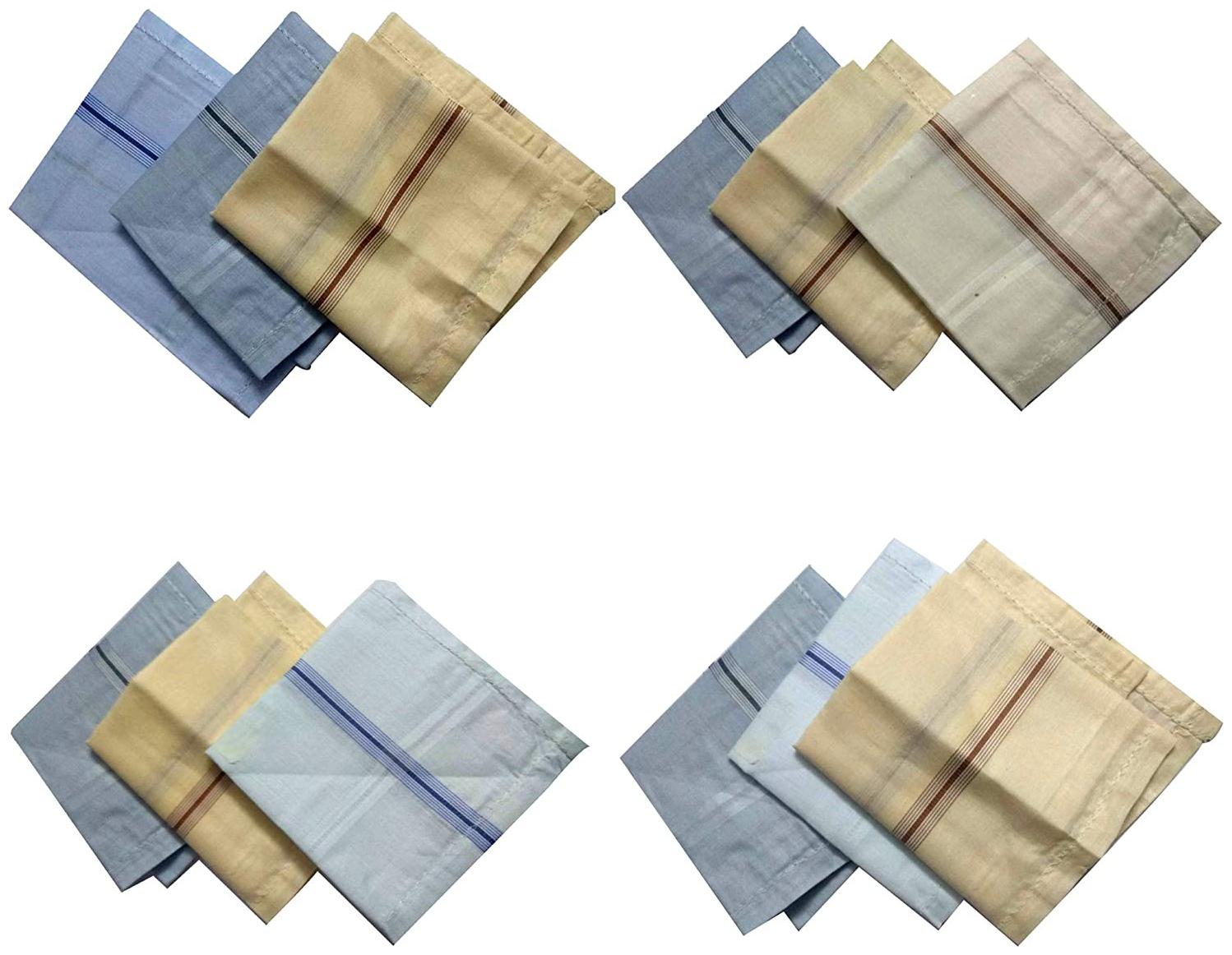 N G Products Men and Boys 100 Cotton Handkerchief Set of 12 pcs size 44 44 cm (Multicolor with Strips)
N G Products Men and Boys 100 Cotton Handkerchief Set of 12 pcs size 44 44 cm (Multicolor with Strips)