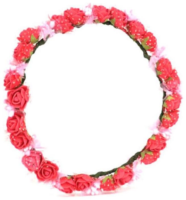 Red Fabric Floral Crown Tiara For Girls And Women