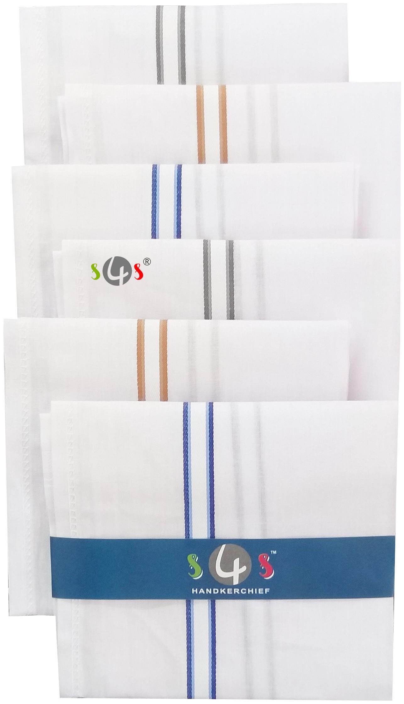 S4S Men s 100 Cotton Essential Handkerchiefs (White Striped 42CM X 42CM Pack of 6)
S4S Men s 100 Cotton Essential Handkerchiefs (White Striped 42CM X 42CM Pack of 6)