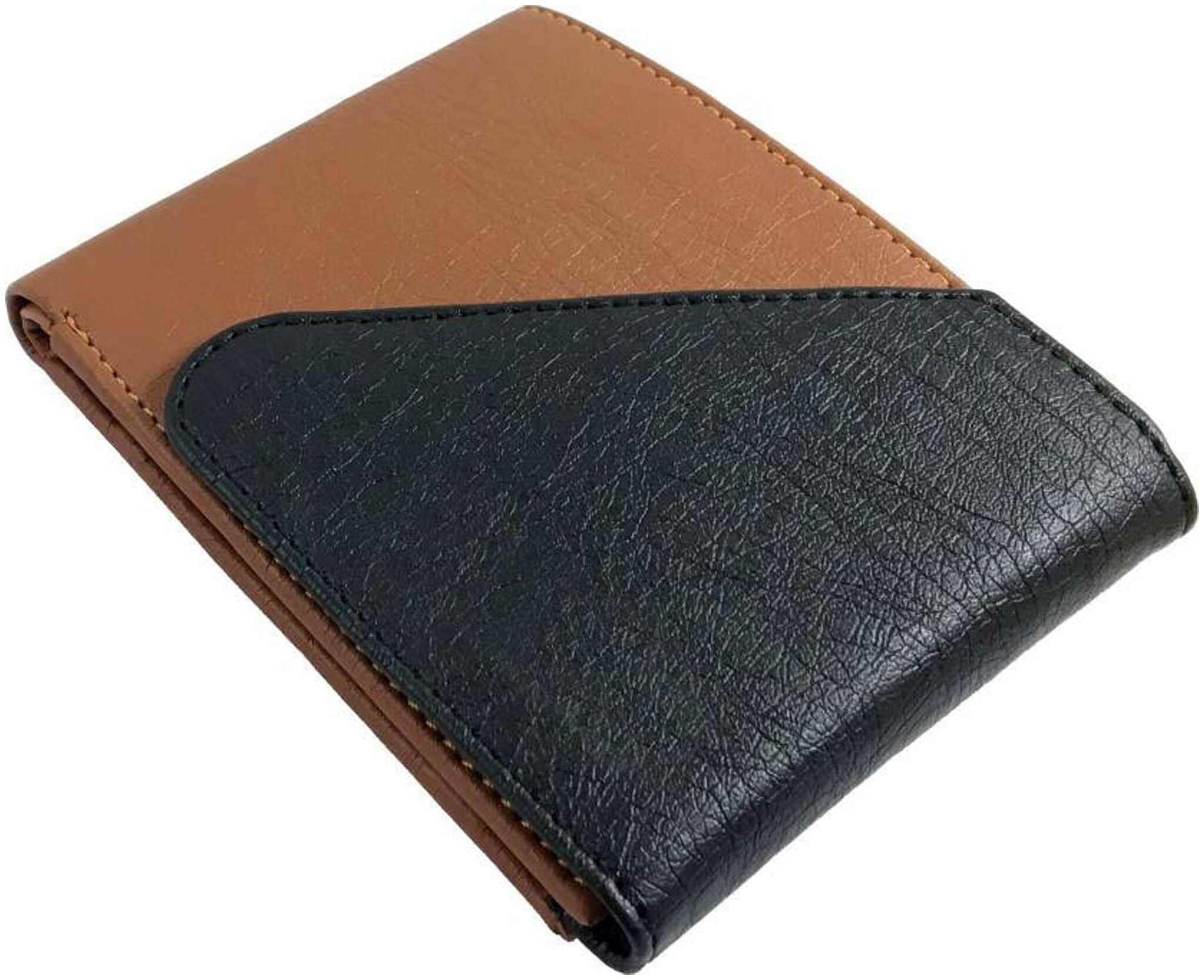 WILDLAND Men Black Leather Tri Fold Wallet ( Pack of 1 )