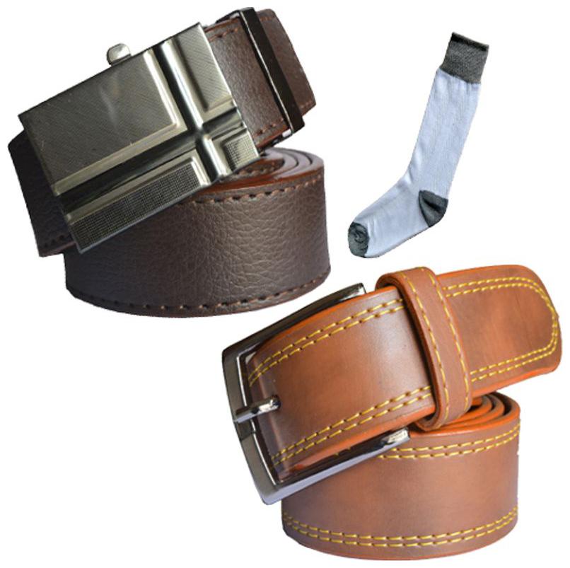 Ws deal men s brown leatherite auto lock buckle and brown leatherite needle pin point buckle belts with white socks (pack of three) size from 28 to 40
Ws deal men s brown leatherite auto lock buckle and brown leatherite needle pin point buckle belts with white socks (pack of three) size from 28 to 40
