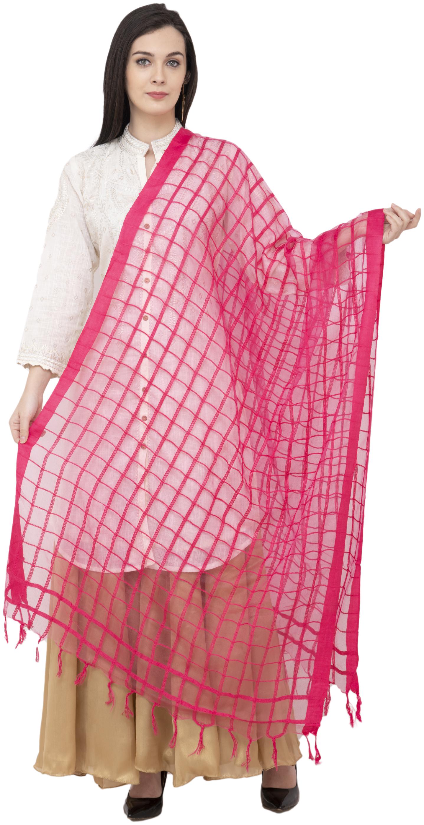 A R Silk Cotton square Regular Dupatta Color Rani Dupatta Chunni 
A R Silk Cotton square Regular Dupatta Color Rani Dupatta Chunni