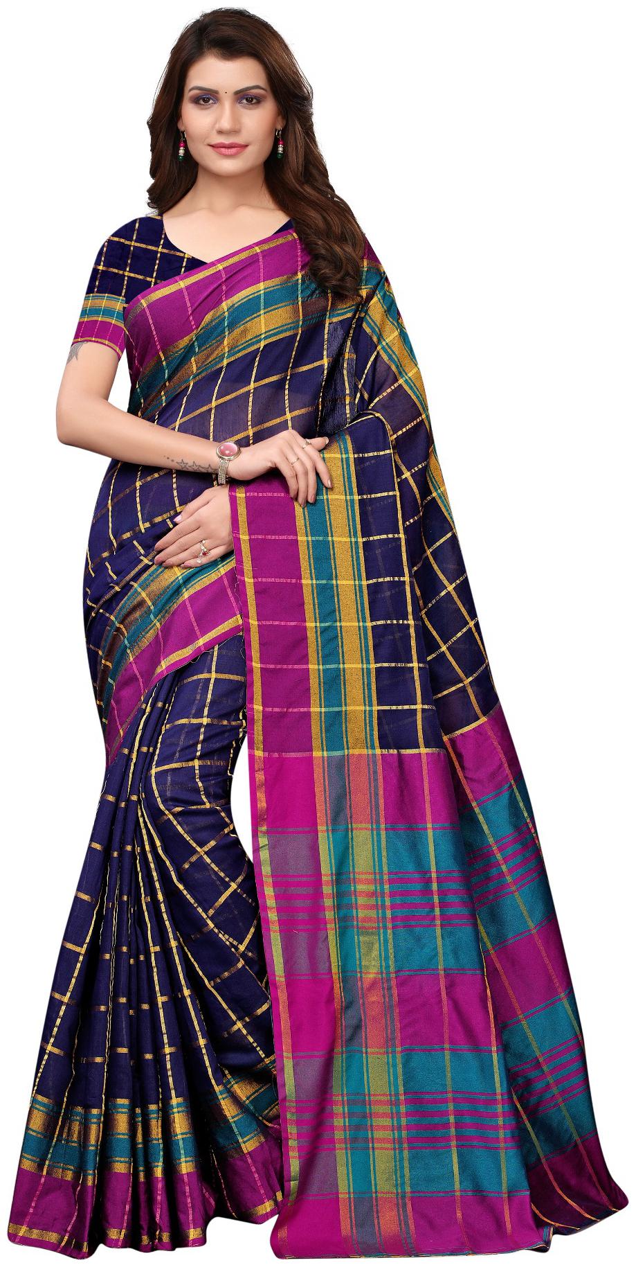 A To Z Cart Women cotton silk style saree with blouse piece Blue-CHOKDA CHECKS Multi
A To Z Cart Women cotton silk style saree with blouse piece Blue-CHOKDA CHECKS Multi