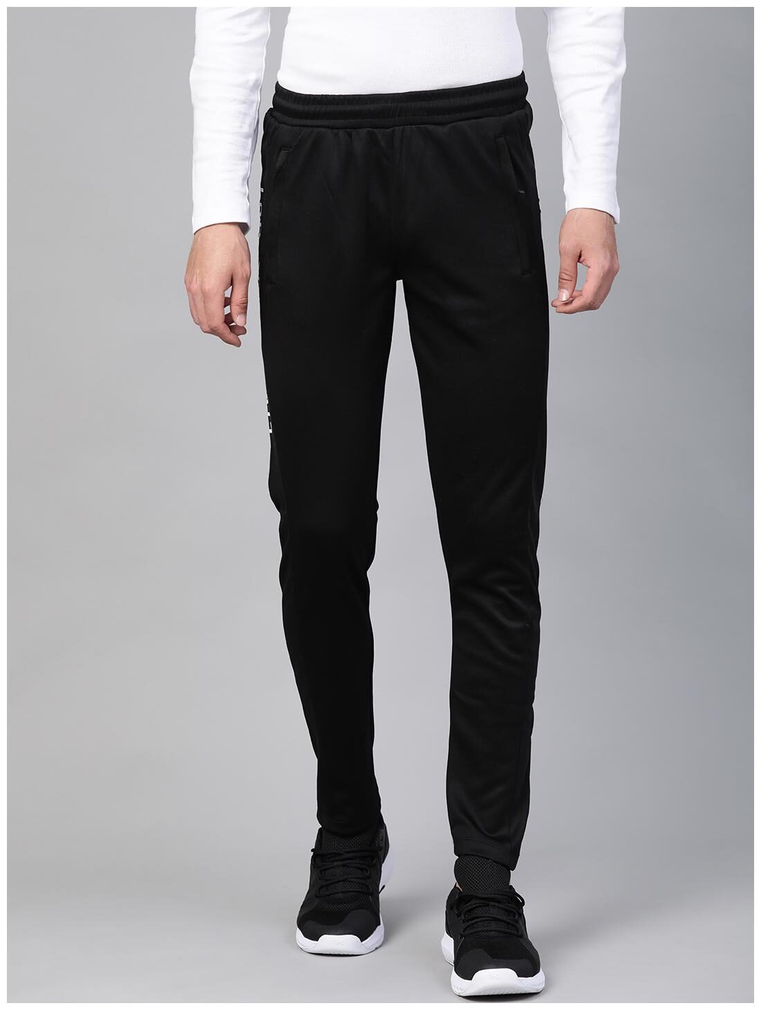 Alcis Men Black Solid Regular fit Track pants 
Alcis Men Black Solid Regular fit Track pants
