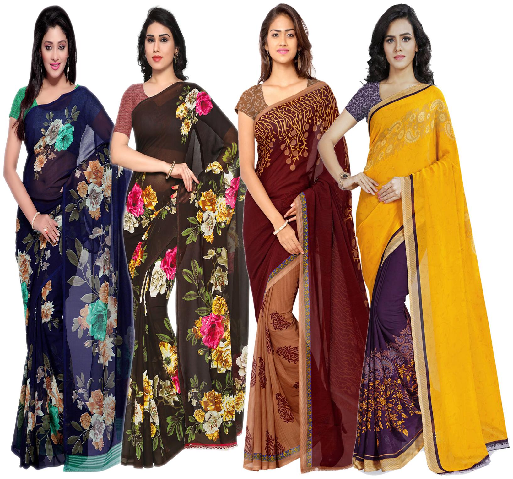 Anand Sarees Women Faux Georgette Multi Color Printed Pack Of 4 Saree With Blouse Piece
Anand Sarees Women Faux Georgette Multi Color Printed Pack Of 4 Saree With Blouse Piece