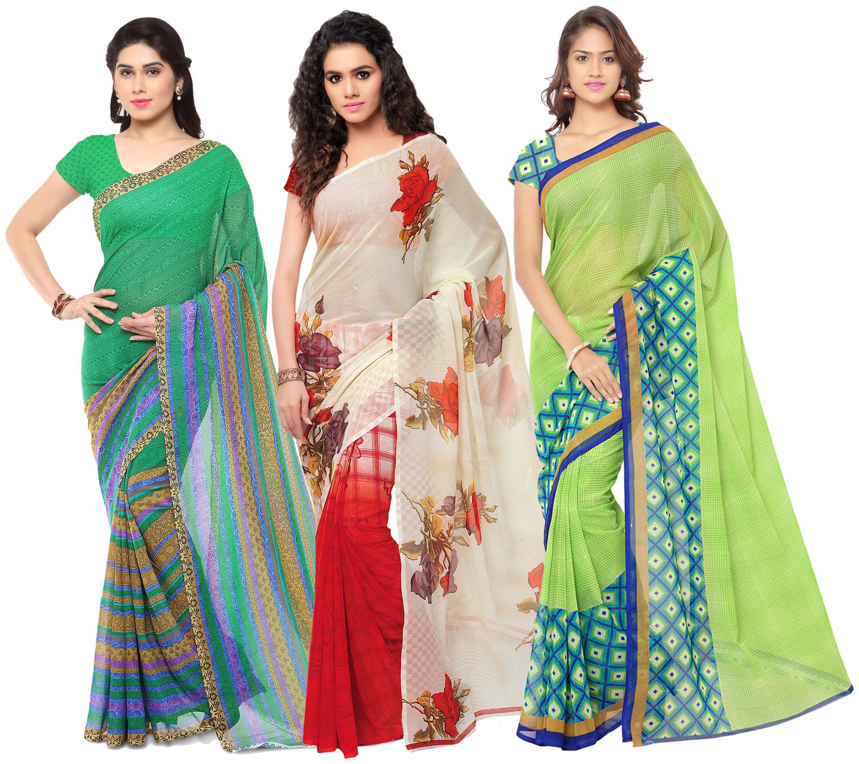 Anand Sarees Women s Faux Georgette Multi Color Printed Pack Of 3 Sarees With Blouse Piece ( TRIO 1080 1115 2 1164 4 )
Anand Sarees Women s Faux Georgette Multi Color Printed Pack Of 3 Sarees With Blouse Piece ( TRIO 1080 1115 2 1164 4 )