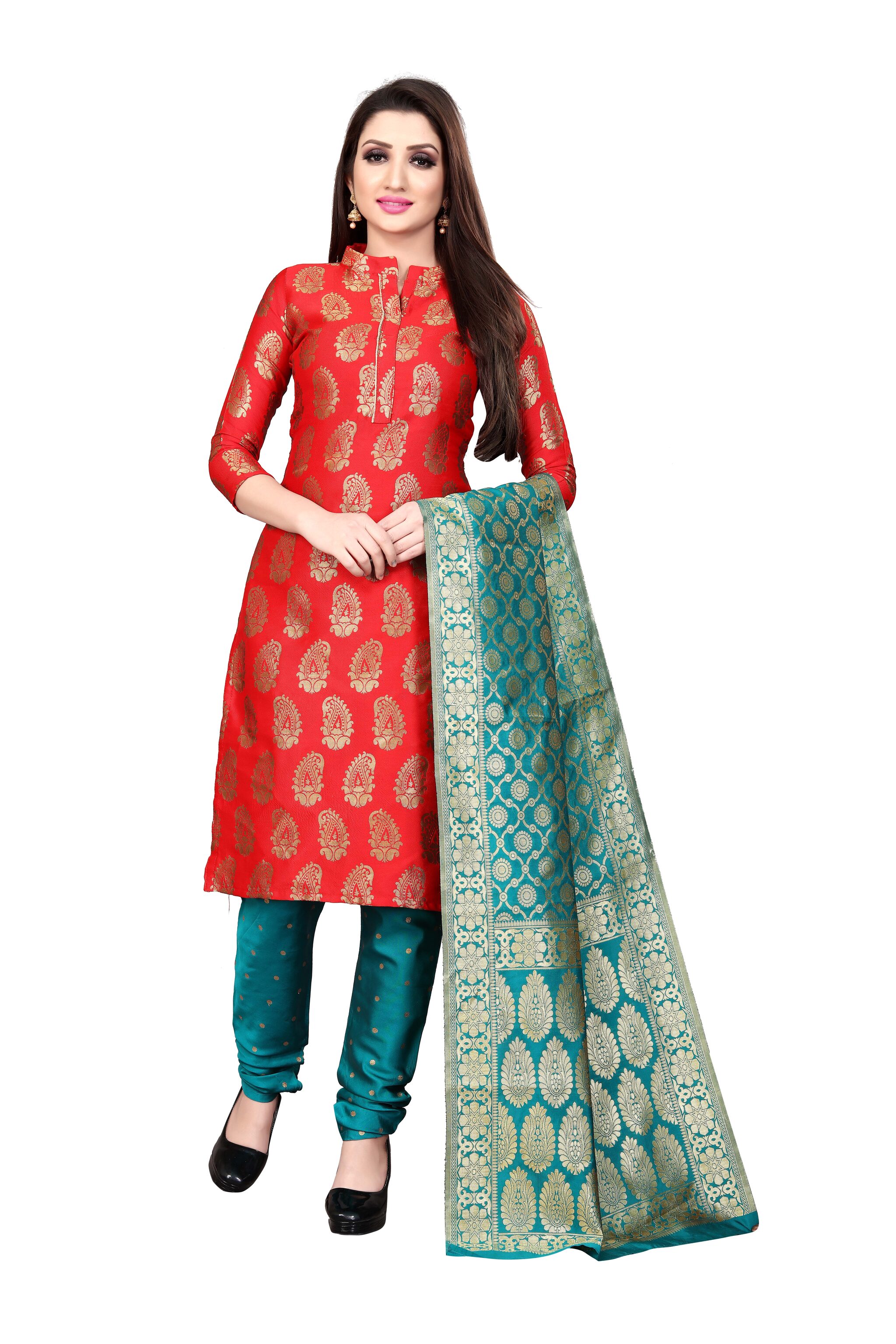 Anand Sarees Red Unstitched Kurta with bottom dupatta With dupatta Dress Material
Anand Sarees Red Unstitched Kurta with bottom dupatta With dupatta Dress Material