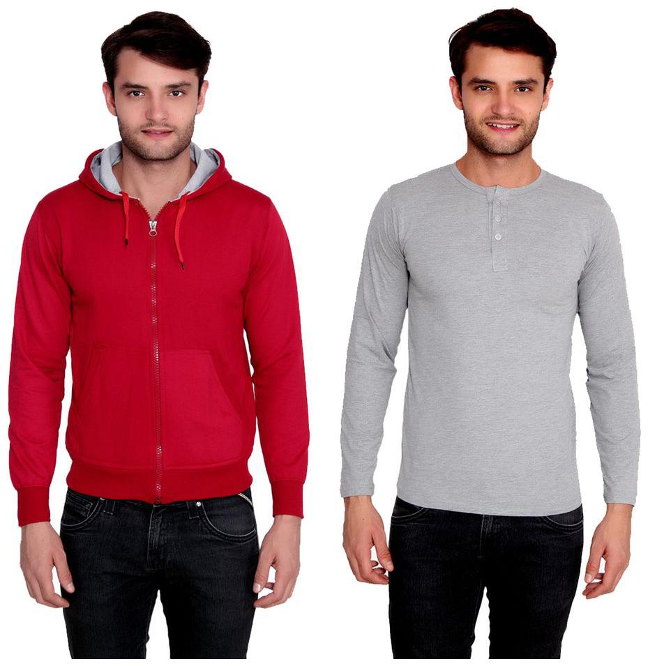 Ansh Fashion Wear Men s Solid Color Cotton Blend Full Hooded Sleeves Sweatshirt Henley T-Shirt Pack Of 2
Ansh Fashion Wear Men s Solid Color Cotton Blend Full Hooded Sleeves Sweatshirt Henley T-Shirt Pack Of 2