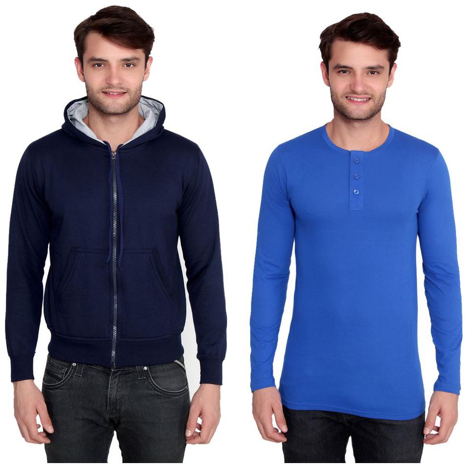 Ansh Fashion Wear Men s Solid Color Cotton Blend Full Hooded Sleeves Sweatshirt Henley T-Shirt Pack Of 2
Ansh Fashion Wear Men s Solid Color Cotton Blend Full Hooded Sleeves Sweatshirt Henley T-Shirt Pack Of 2