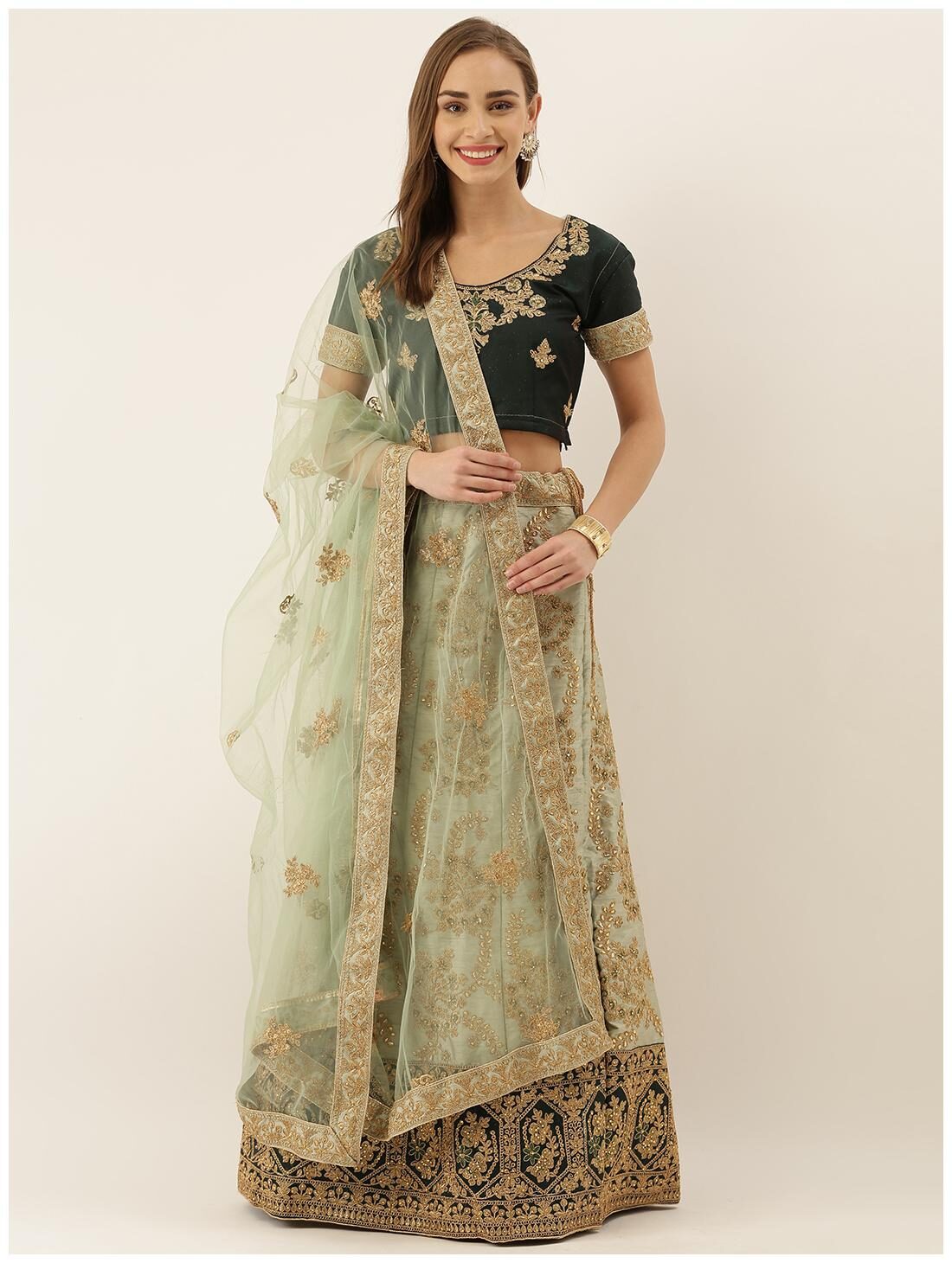 Anvith Women Silk Embroidered Green Lehenga Choli
Anvith Women Silk Embroidered Green Lehenga Choli