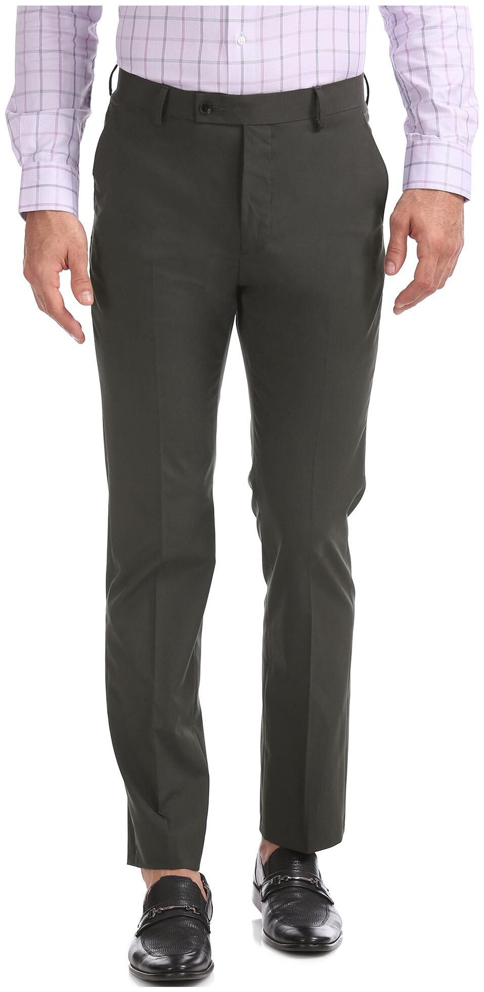 Arrow Men Solid Slim Fit Formal Trouser - Grey
