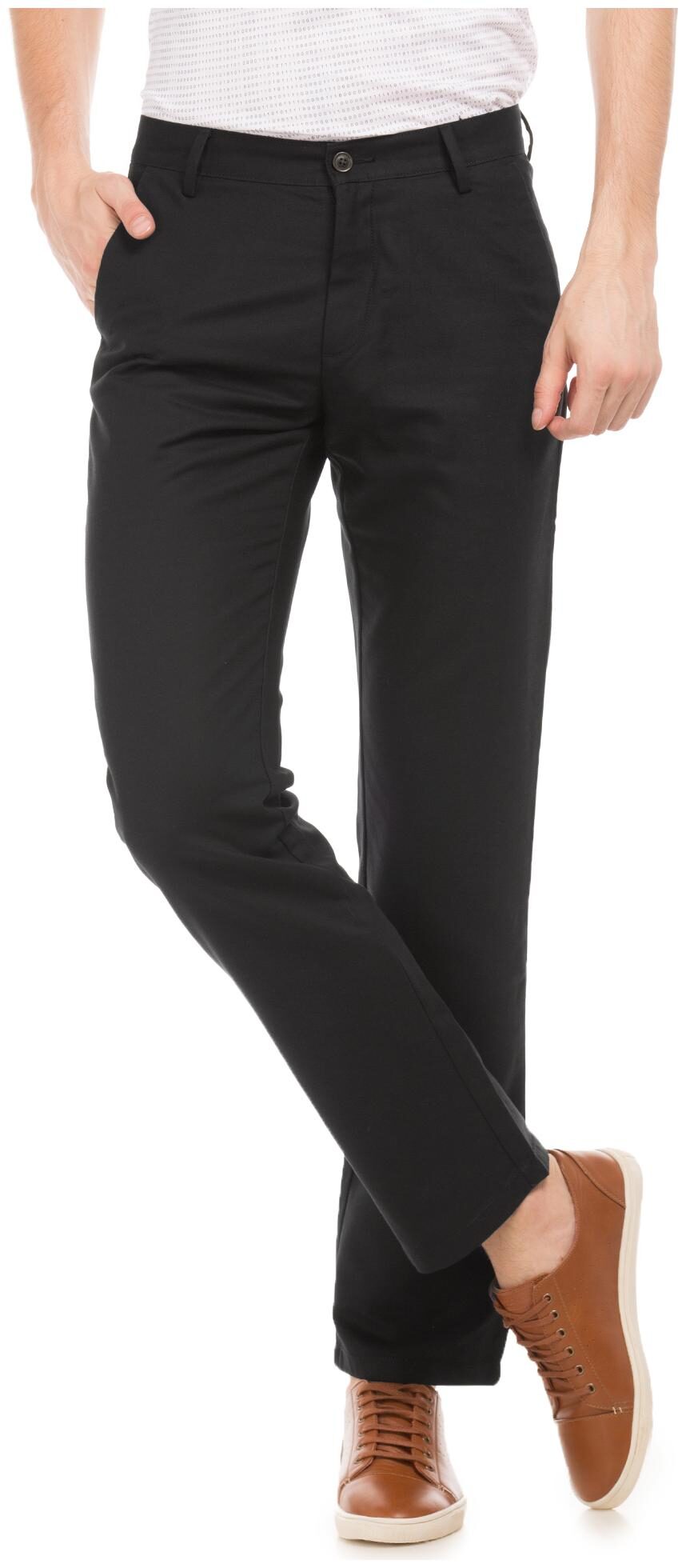 Arrow Men Black Solid Regular fit Regular trousers 
Arrow Men Black Solid Regular fit Regular trousers