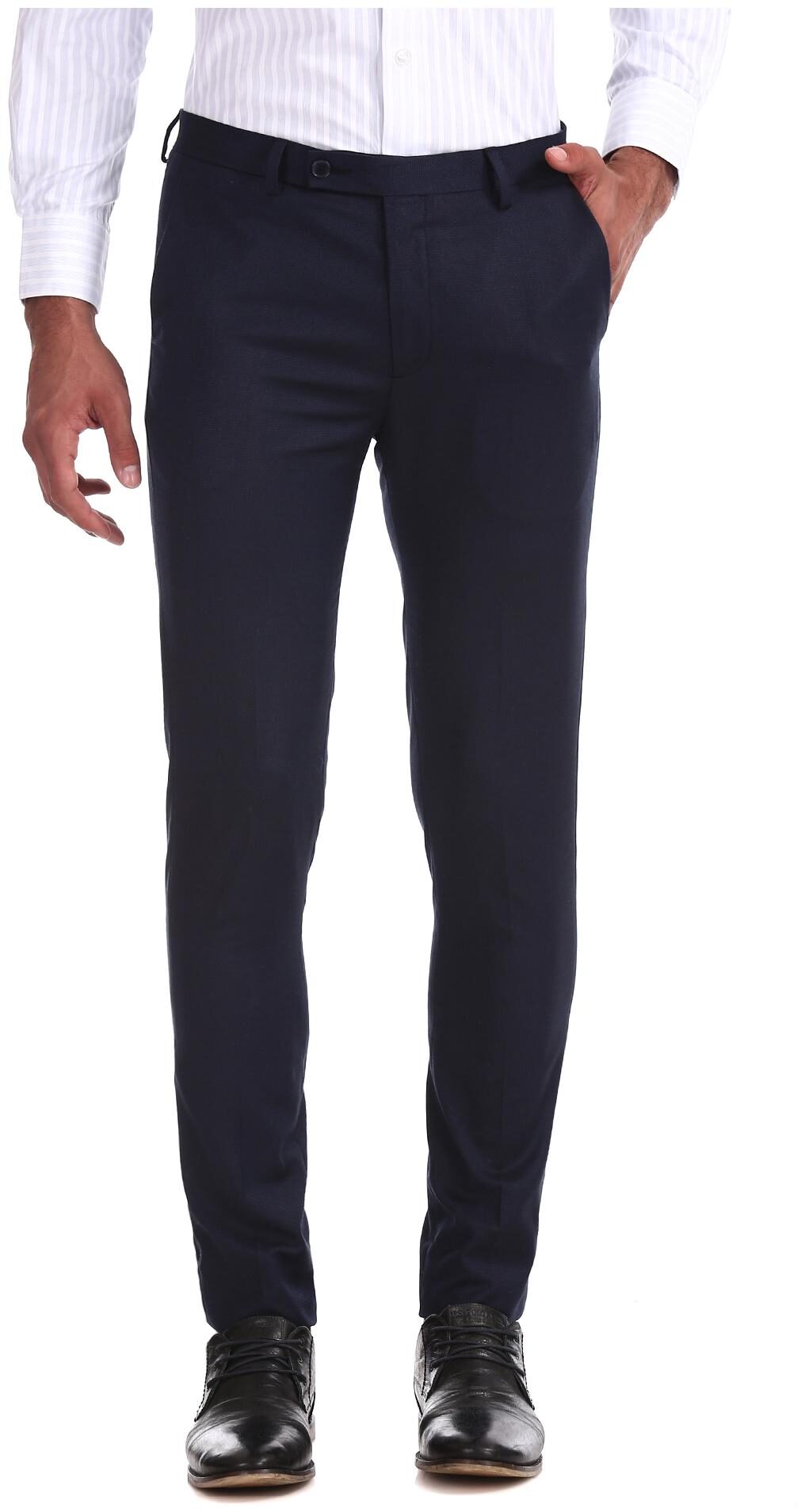 Arrow Men Textured Skinny Fit Formal Trouser - Blue