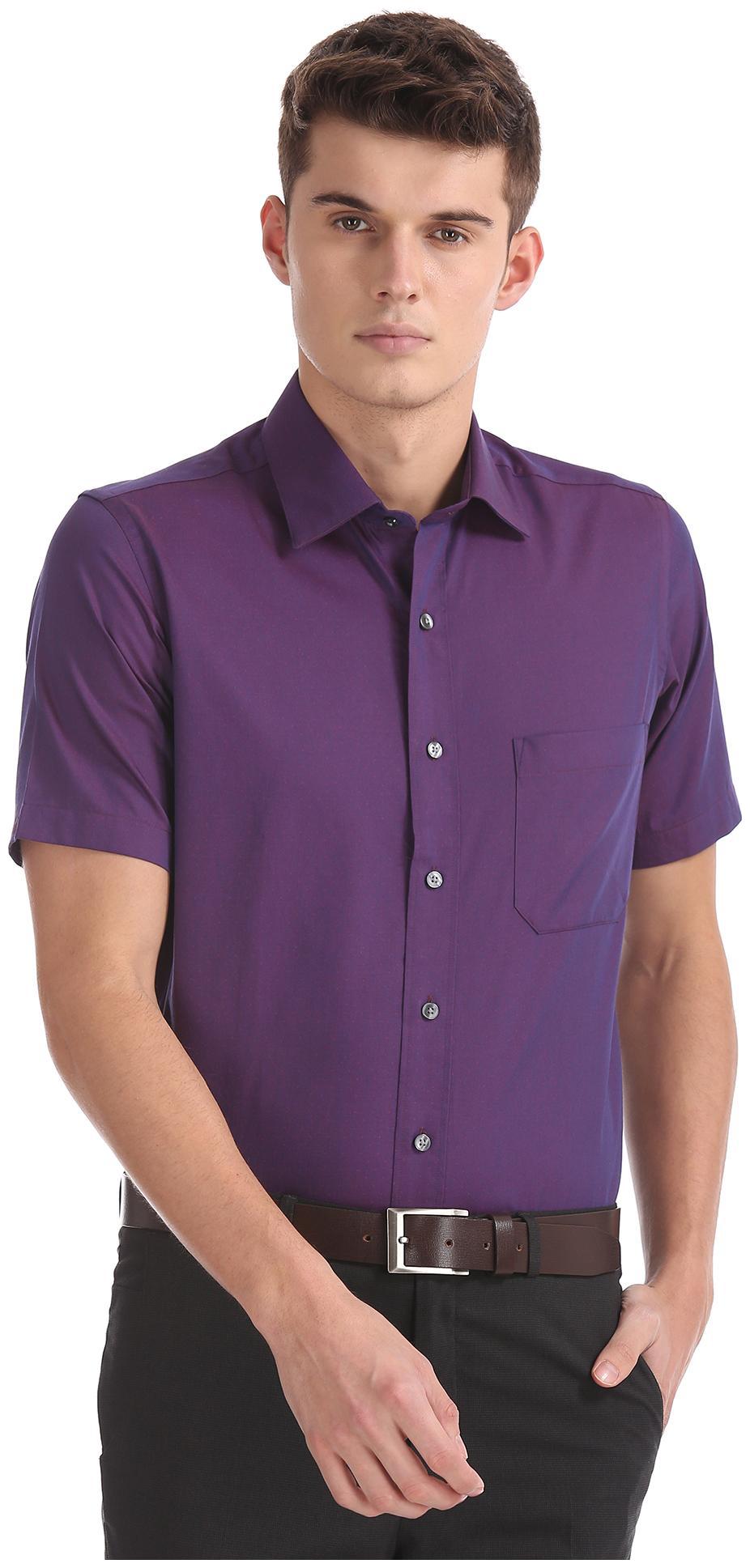 Arrow Men Regular fit Formal Shirt - Purple 
Arrow Men Regular fit Formal Shirt - Purple