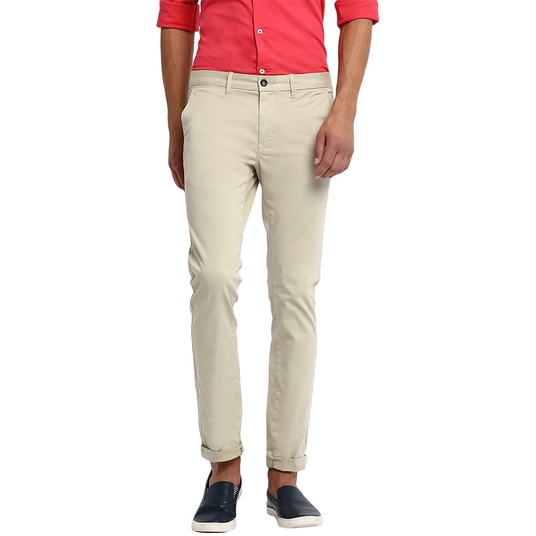 BASICS Men Beige Solid Skinny fit Regular trousers 
BASICS Men Beige Solid Skinny fit Regular trousers
