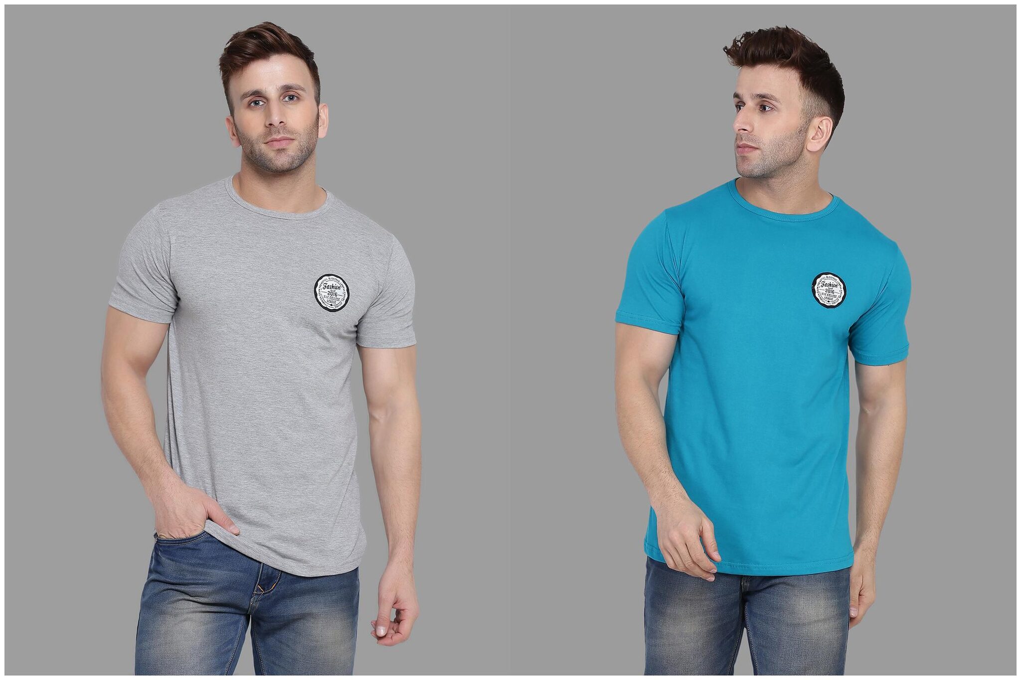 BLISSTONE Men Grey Turquoise Slim fit Cotton Blend Round neck T-Shirt - Pack Of 2
BLISSTONE Men Grey Turquoise Slim fit Cotton Blend Round neck T-Shirt - Pack Of 2