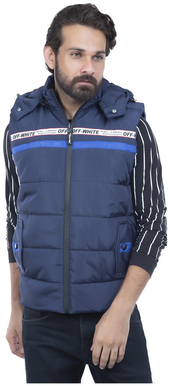 Burdy sleeveles solid men fancy jacket -Blue