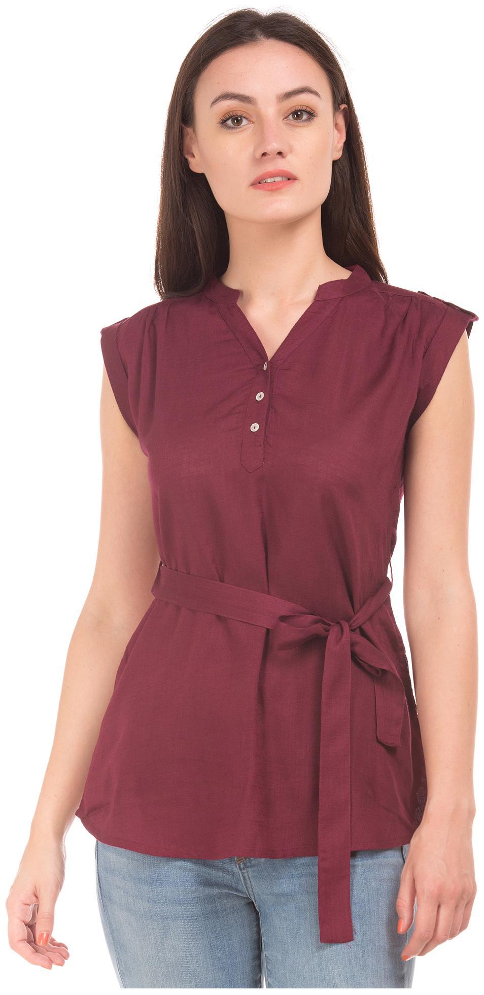 CHEROKEE Women Solid Regular top - Red 
CHEROKEE Women Solid Regular top - Red