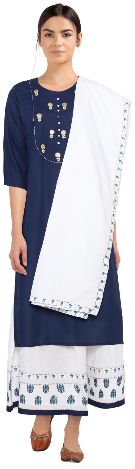 CHRISTEENA Women Viscose Rayon Embroidered Blue Blue Kurta With Skirt With Dupatta
CHRISTEENA Women Viscose Rayon Embroidered Blue Blue Kurta With Skirt With Dupatta