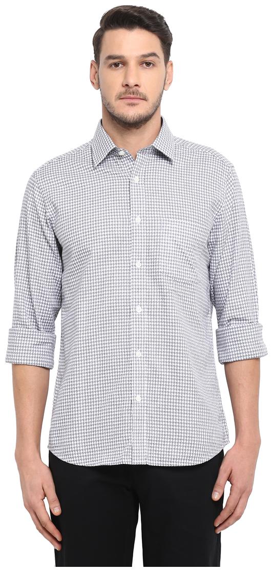 ColorPlus Men Grey Printed Regular Fit Casual Shirt