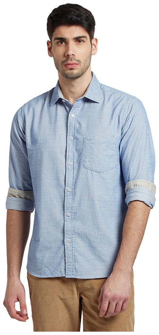 ColorPlus Men Blue Solid Slim Fit Casual Shirt