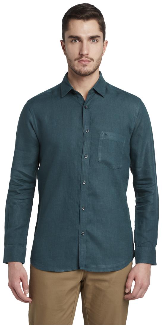 ColorPlus Men Green Solid Slim Fit Casual Shirt