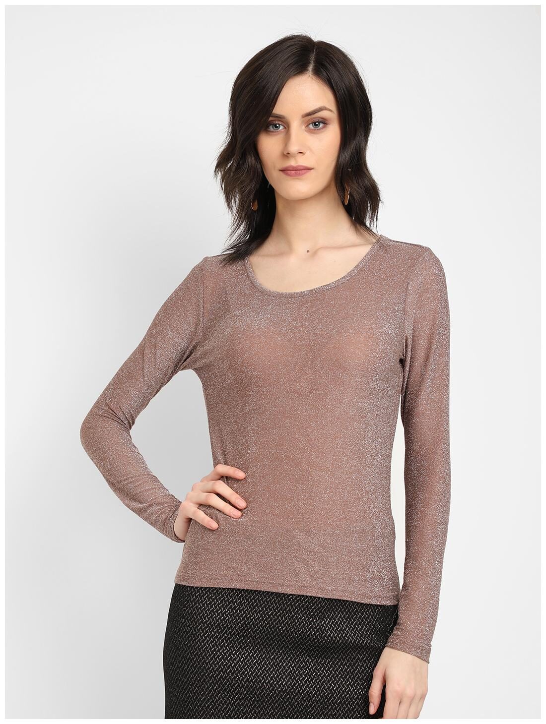 Cover Story Women Solid Blouson top - Tan