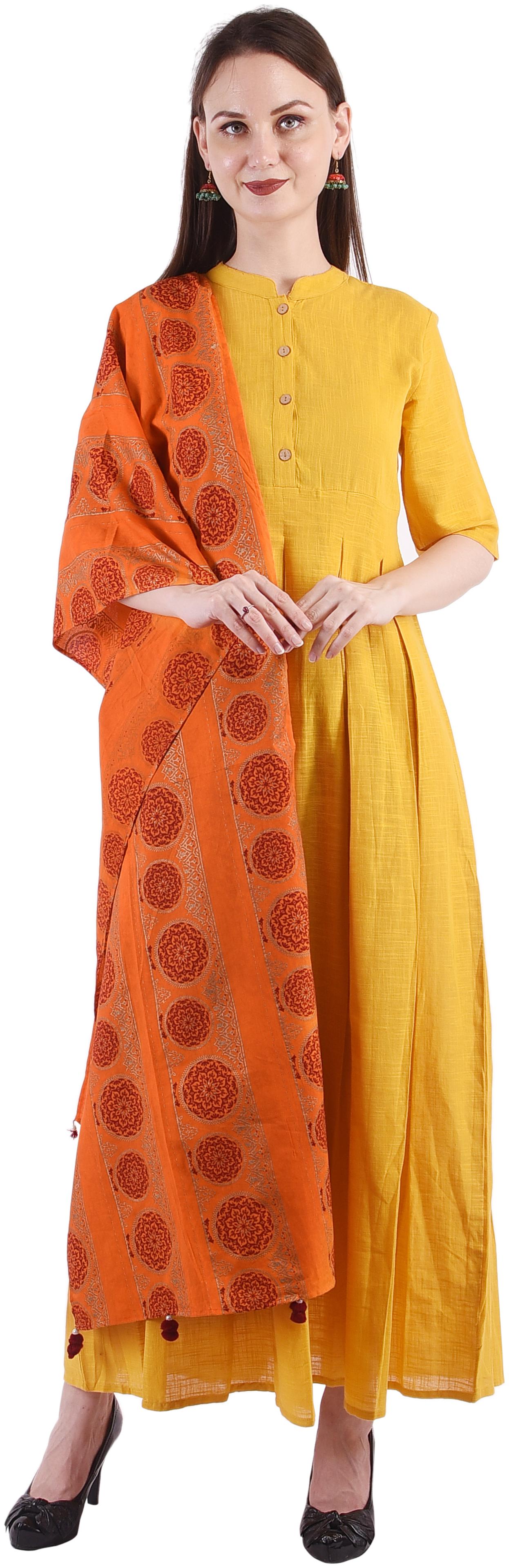 Deckedup Women Orange Cotton Printed Dupatta
Deckedup Women Orange Cotton Printed Dupatta