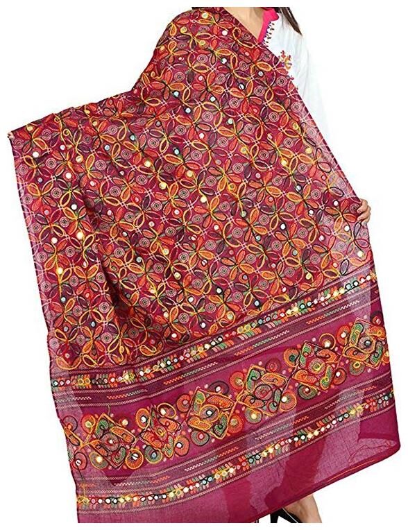 Decorative Cotton Kutch Print Dupatta With Aari Embroidery Mirror Stickers work Wrap Neck Scarf Fashionable Stole - For Girls Women s 
Decorative Cotton Kutch Print Dupatta With Aari Embroidery Mirror Stickers work Wrap Neck Scarf Fashionable Stole - For Girls Women s