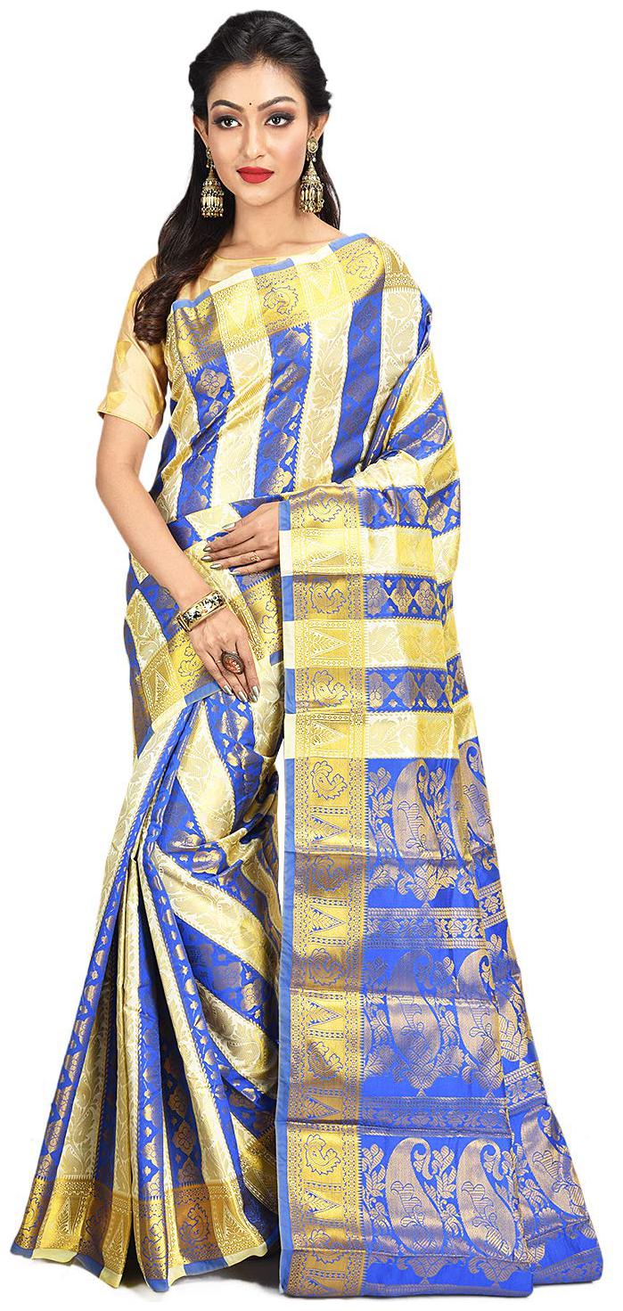Desh Bidesh Women s Traditional Bengal Art Silk Saree Kanjivaram Style With Blouse pcs (Deep Blue White)
Desh Bidesh Women s Traditional Bengal Art Silk Saree Kanjivaram Style With Blouse pcs (Deep Blue White)