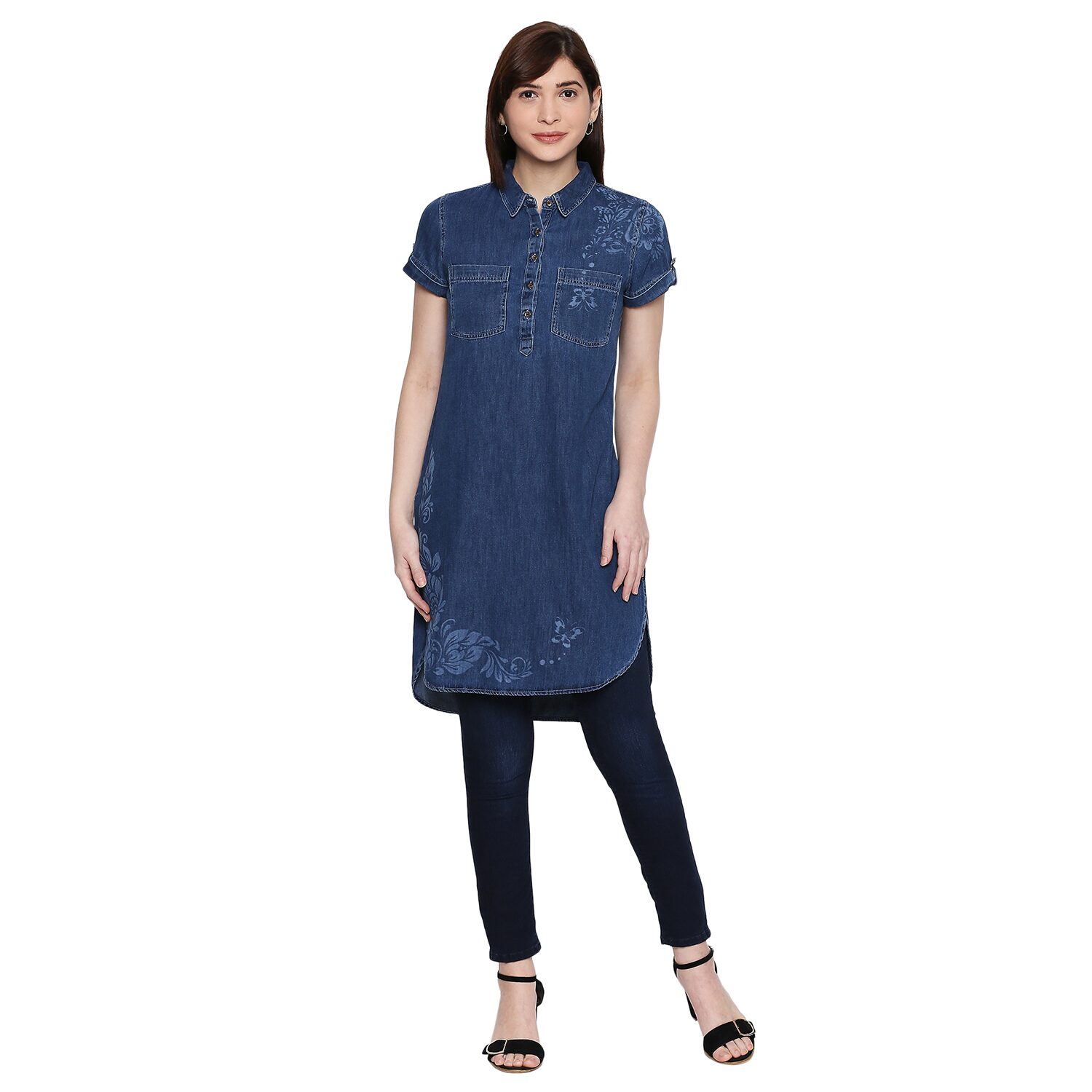 Desi belle Women Floral Regular tunic - Blue
Desi belle Women Floral Regular tunic - Blue