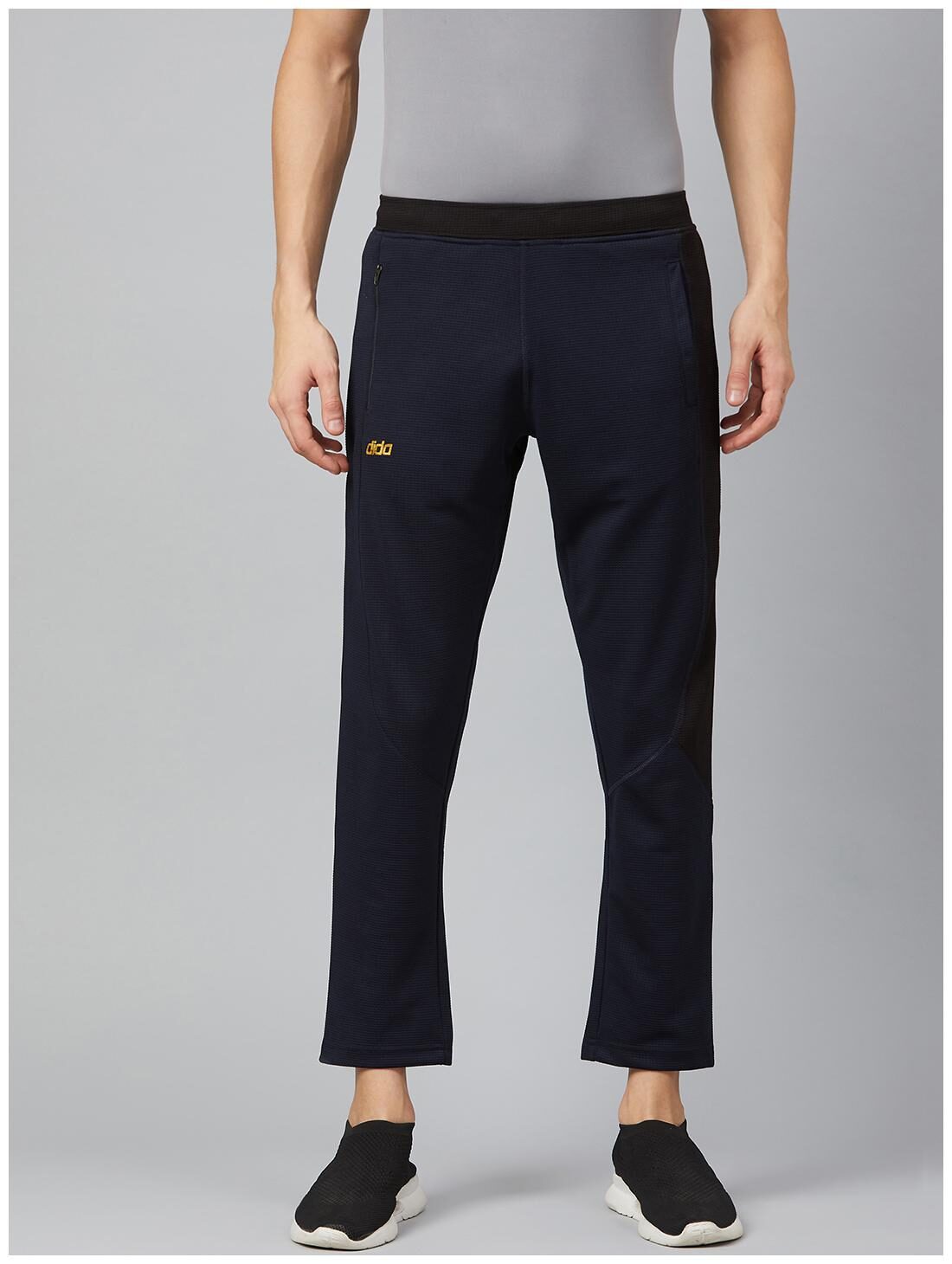 Dida Men Navy blue Solid Slim fit Track pants