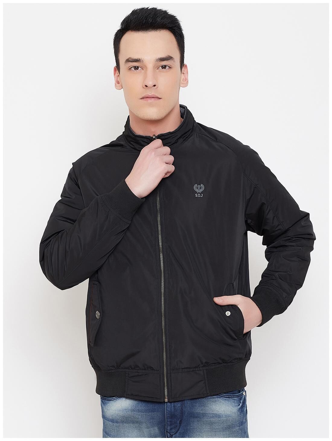 Duke Men Black Solid Bomber jacket 
Duke Men Black Solid Bomber jacket