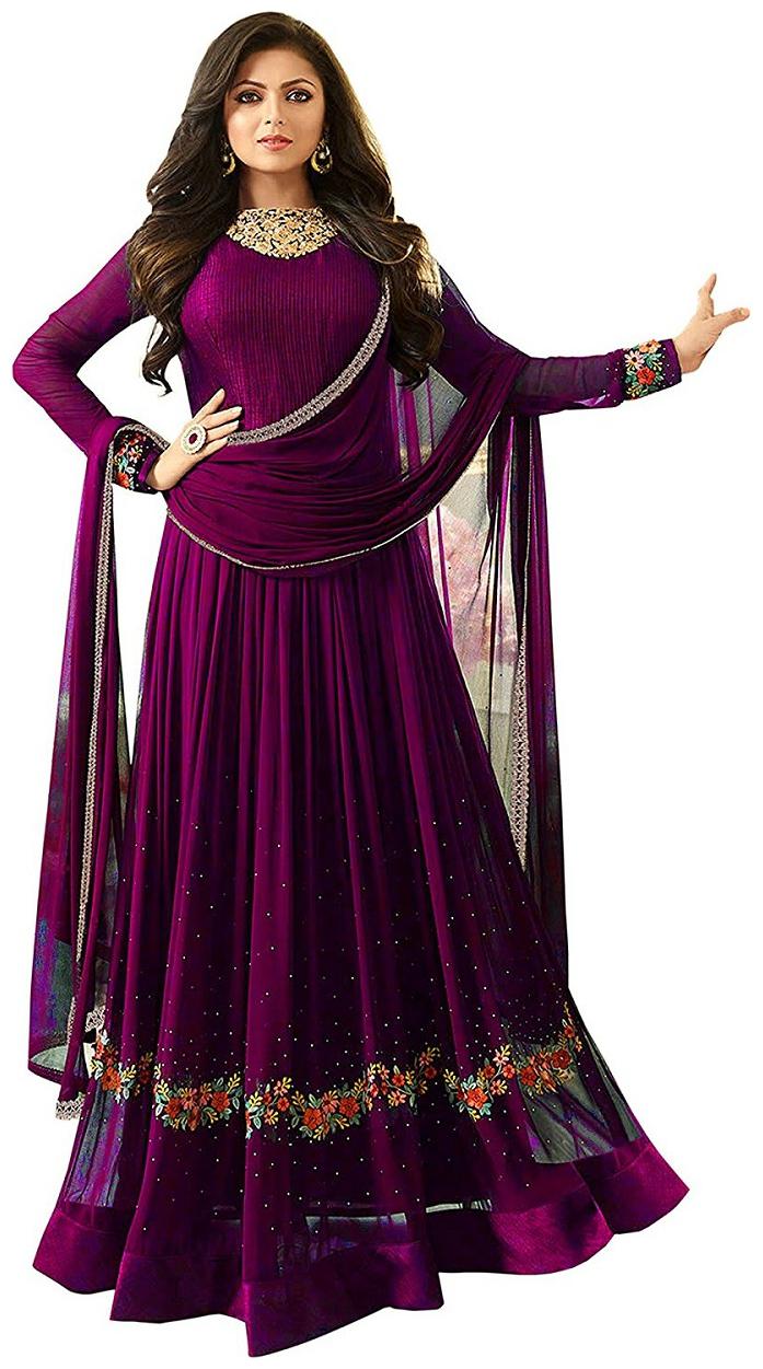 ETHNIC YARD Georgette Embroidered Semi Stitched Anarkali Gown With Dupatta Color Purple
ETHNIC YARD Georgette Embroidered Semi Stitched Anarkali Gown With Dupatta Color Purple