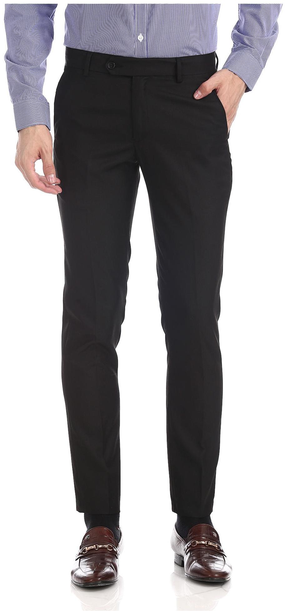 Excalibur Men Solid Slim Fit Formal Trouser - Black