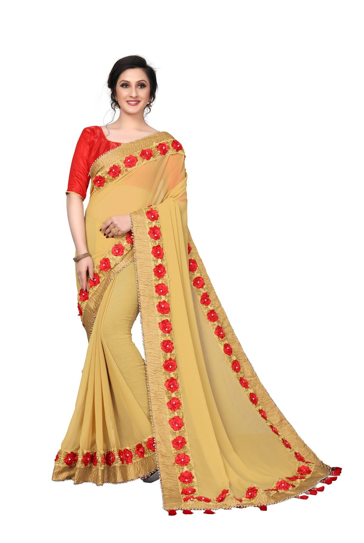 FAB VIVA Georgette Gotta Patti Work Wedding Designer Saree With Blouse Beige Color
FAB VIVA Georgette Gotta Patti Work Wedding Designer Saree With Blouse Beige Color