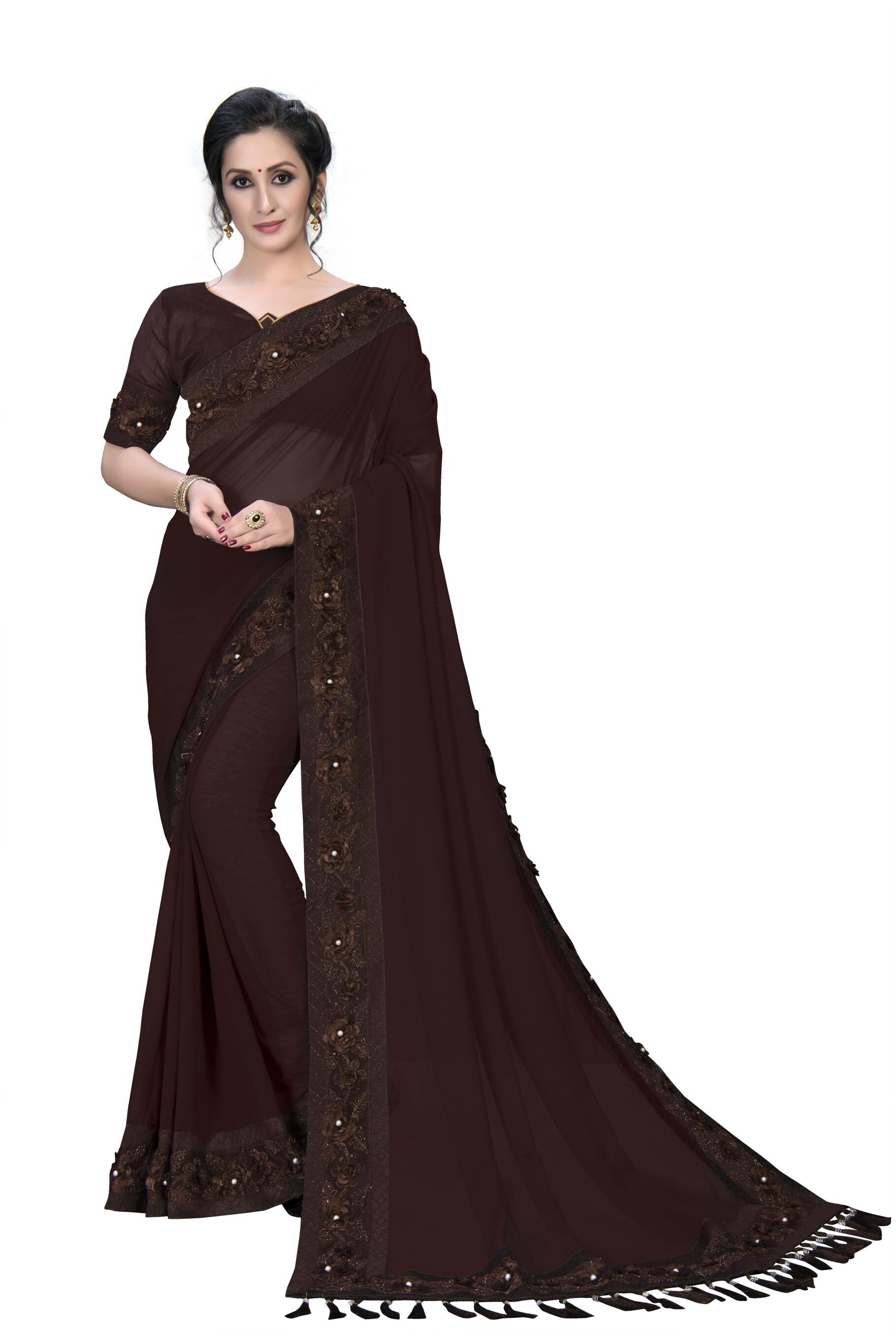 FAB VIVA Georgette Gotta Patti Work Party Wear Designer Saree With Blouse Brown Color
FAB VIVA Georgette Gotta Patti Work Party Wear Designer Saree With Blouse Brown Color