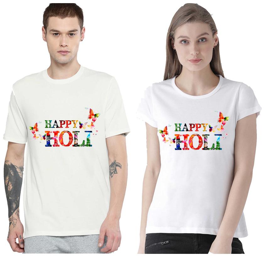 Freely Couple Half-Sleeve Poly-Cotton Printed White Color T-Shirts - Pack of 2 (HOLI EDITION)
Freely Couple Half-Sleeve Poly-Cotton Printed White Color T-Shirts - Pack of 2 (HOLI EDITION)