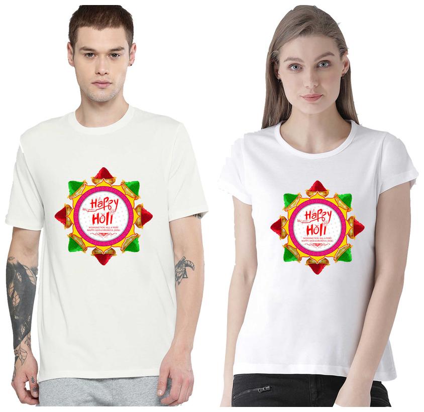 Freely Couple Half-Sleeve Cotton White Color Printed T-Shirts - Pack Of 2 (Holi Edition)
Freely Couple Half-Sleeve Cotton White Color Printed T-Shirts - Pack Of 2 (Holi Edition)