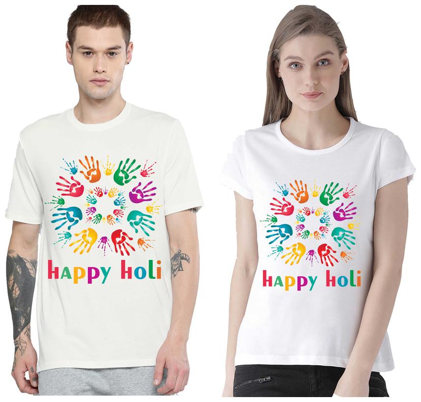 Freely Couple Half-Sleeve Poly-Cotton Printed White Color T-Shirts - Pack of 2 (HOLI EDITION)
Freely Couple Half-Sleeve Poly-Cotton Printed White Color T-Shirts - Pack of 2 (HOLI EDITION)