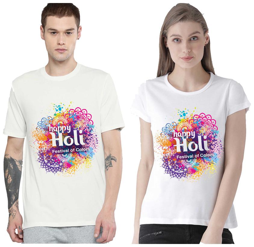 Freely Couple Half-Sleeve Cotton White Printed T-Shirts - Pack of 2 (HOLI EDITION)
Freely Couple Half-Sleeve Cotton White Printed T-Shirts - Pack of 2 (HOLI EDITION)