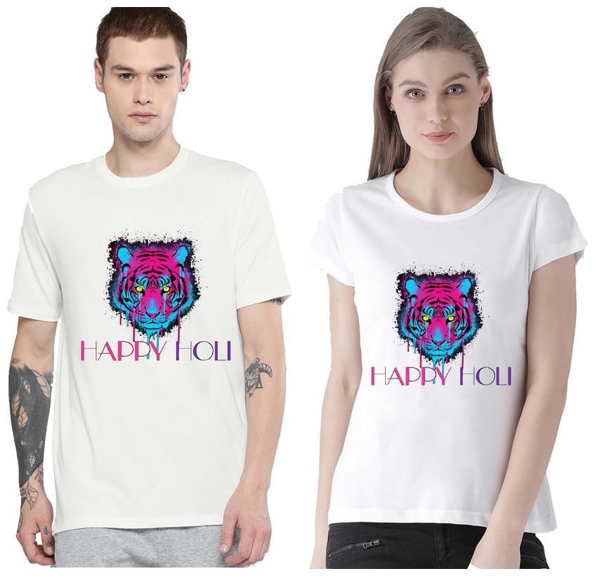 Freely Couple Half-Sleeve Poly-Cotton Printed White Color T-Shirts - Pack of 2 (HOLI EDITION)
Freely Couple Half-Sleeve Poly-Cotton Printed White Color T-Shirts - Pack of 2 (HOLI EDITION)