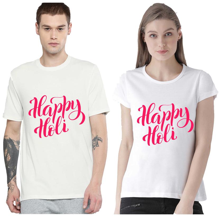 Freely Couple Half-Sleeve Cotton White Printed T-Shirts - Pack of 2 (HOLI EDITION)
Freely Couple Half-Sleeve Cotton White Printed T-Shirts - Pack of 2 (HOLI EDITION)